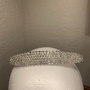 Rhinestone Silver Tiara Crown For Wedding, Quinceañera, Prom Clear Faux Diamond